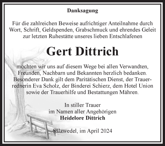 Traueranzeige von Gert Dittrich von Volksstimme Altmark West