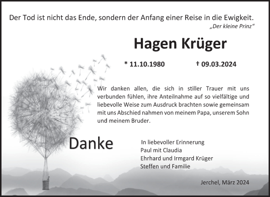 Traueranzeige von Hagen Krüger von Volksstimme Altmark West