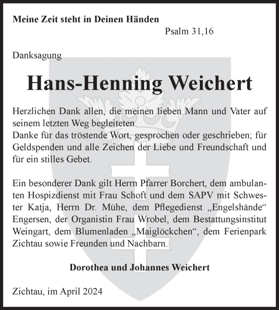 Traueranzeige von Hans-Henning Weichert von Volksstimme Altmark West