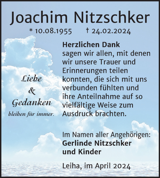 Traueranzeige von Joachim Nitzschker von Trauerkombi Merseburg