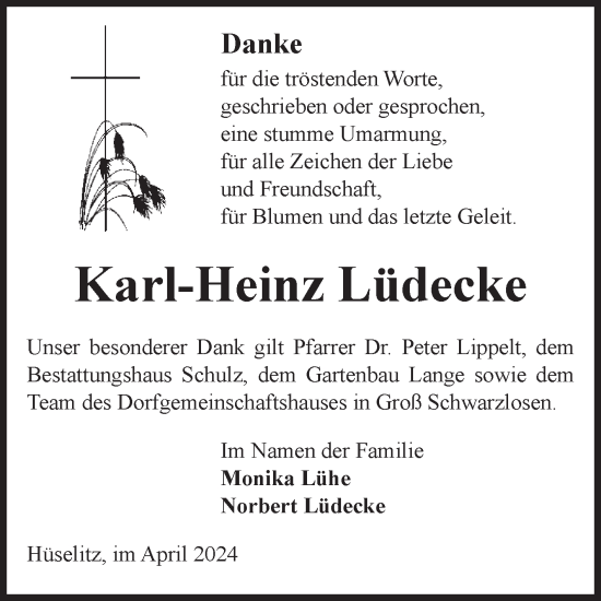 Traueranzeige von Karl-Heinz Lüdecke von Volksstimme Altmark Ost