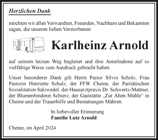 Traueranzeige von Karlheinz Arnold von Volksstimme Altmark West