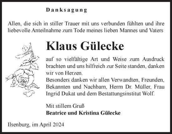 Traueranzeige von Klaus Gülecke von Volksstimme Wernigerode