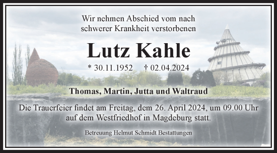 Traueranzeige von Lutz Kahle von Volksstimme Magdeburg