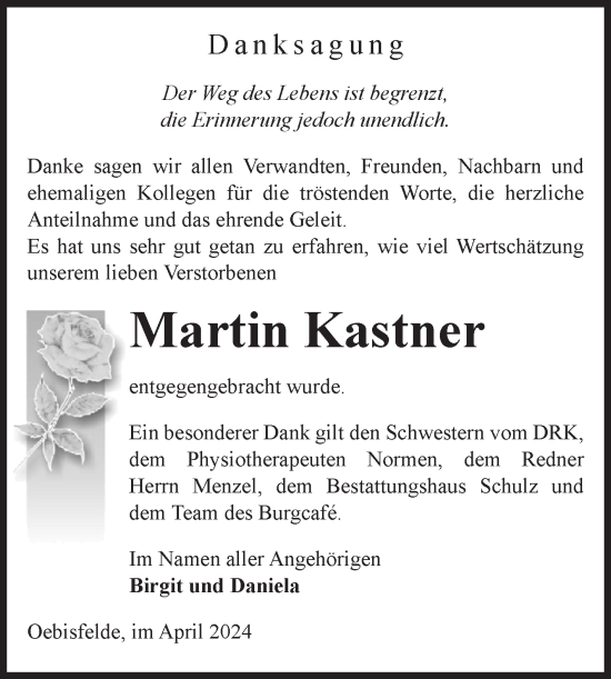 Traueranzeige von Martin Kastner von Volksstimme Altmark West
