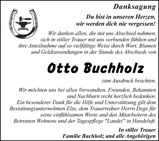 Traueranzeige von Otto Buchholz von Trauerkombi Dessau