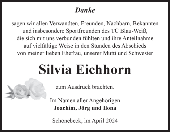 Traueranzeige von Silvia Eichhorn von Volksstimme Schönebeck