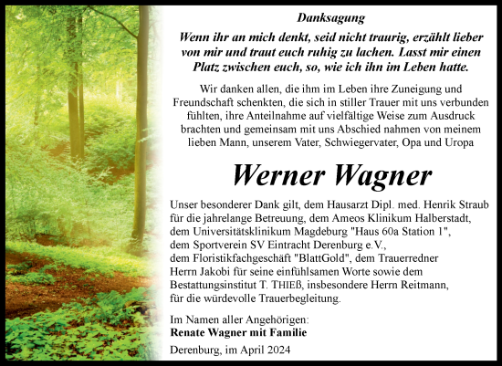Traueranzeige von Werner Wagner von Volksstimme Wernigerode