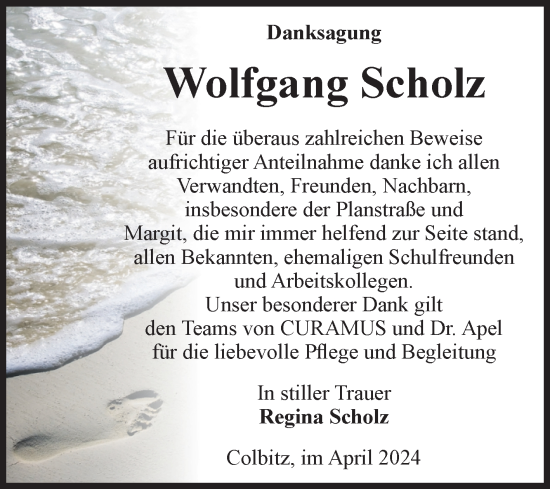 Traueranzeige von Wolfgang Scholz von Volksstimme Haldensleben/Wolmirstedt