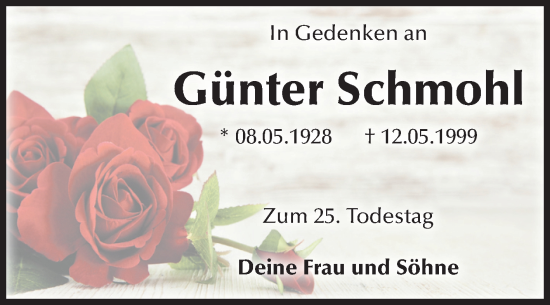Traueranzeige von Günter Schmohl von Volksstimme Magdeburg