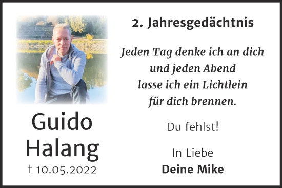 Traueranzeige von Guido Halang von Trauerkombi Bitterfeld