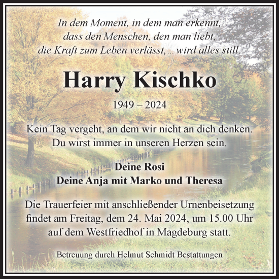 Traueranzeige von Harry Kischko von Volksstimme Oschersleben/Wanzleben