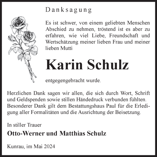 Traueranzeige von Karin Schulz von Volksstimme Altmark West