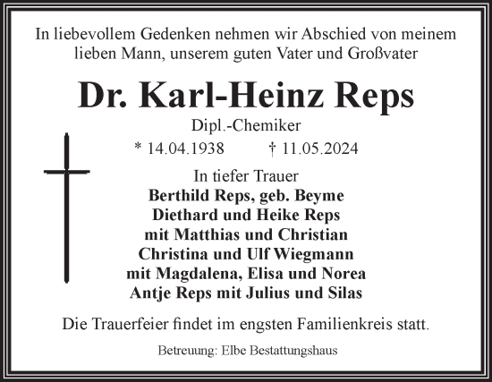Traueranzeige von Karl-Heinz Reps von Volksstimme Magdeburg