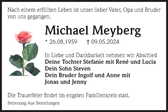 Traueranzeige von Michael Meyberg von Volksstimme Magdeburg