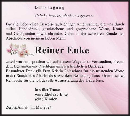 Traueranzeige von Reiner Enke von Volksstimme Zerbst