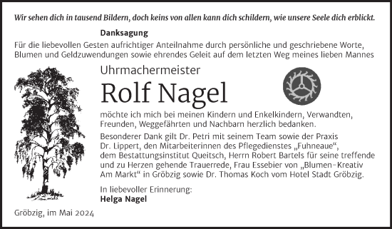 Traueranzeige von Rolf Nagel von Trauerkombi Köthen