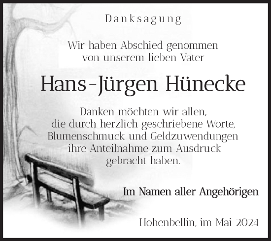 Traueranzeige von Hans-Jürgen Hünecke von Volksstimme Burg/Genthin