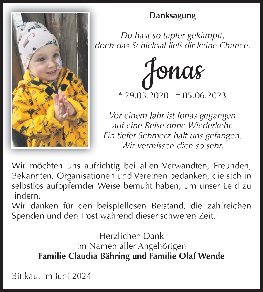 Traueranzeigen von Jonas www.abschied nehmen.de