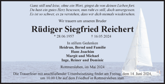 Traueranzeige von Rüdiger Siegfried Reichert von Volksstimme Haldensleben/Wolmirstedt