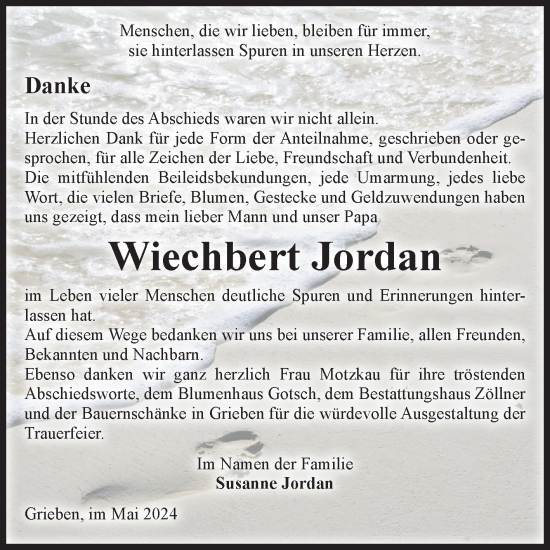 Traueranzeige von Wiechbert Jordan von Volksstimme Altmark Ost