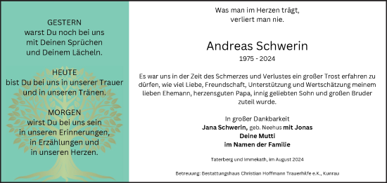 Traueranzeige von Andreas Schwerin von Volksstimme Altmark West