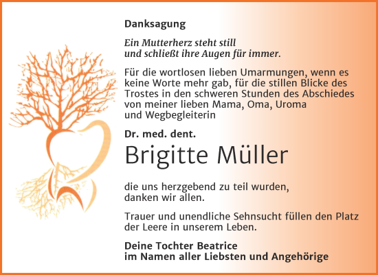 Traueranzeige von Brigitte Müller von Trauerkombi Weißenfels