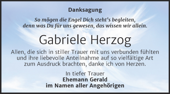 Traueranzeige von Gabriele Herzog von Trauerkombi Bernburg
