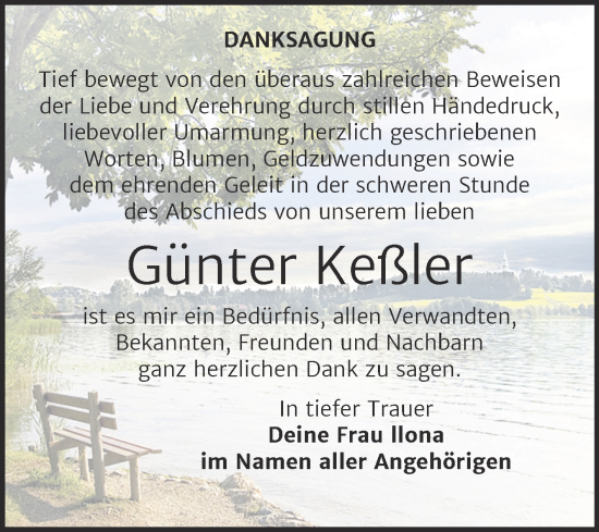 Traueranzeige von Günter Keßler von Trauerkombi Weißenfels