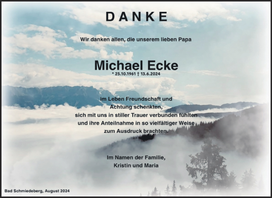 Traueranzeige von Michael Ecke von Trauerkombi Wittenberg