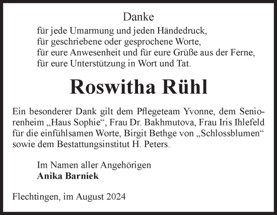 Traueranzeige von Roswitha Rühl von Volksstimme Haldensleben/Wolmirstedt
