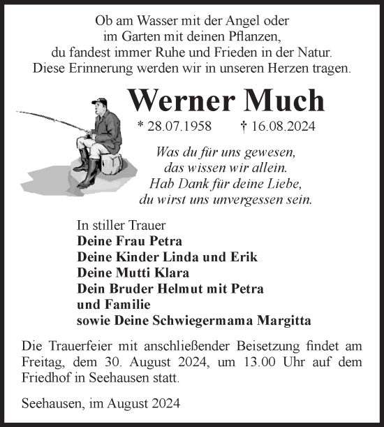 Traueranzeige von Werner Much von Volksstimme Altmark Ost