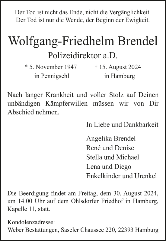 Traueranzeige von Wolfgang-Friedhelm Brendel von Naumburger Tageblatt