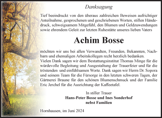 Traueranzeige von Achim Bosse von Volksstimme Oschersleben/Wanzleben