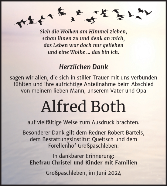 Traueranzeige von Alfred Both von Trauerkombi Köthen