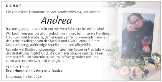 Traueranzeige von Andrea  von Trauerkombi Merseburg