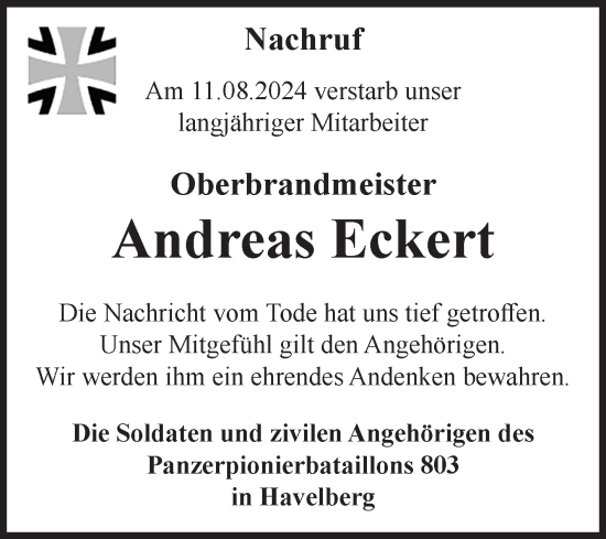 Traueranzeige von Andreas Eckert von Volksstimme Altmark Ost