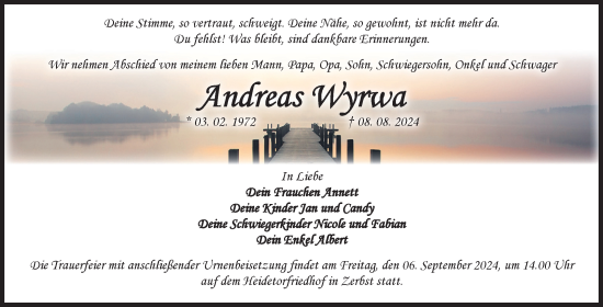 Traueranzeige von Andreas Wyrwa von Volksstimme Zerbst