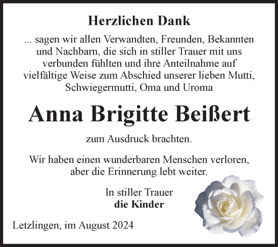 Traueranzeige von Anna Brigitte Beißert von Volksstimme Altmark West