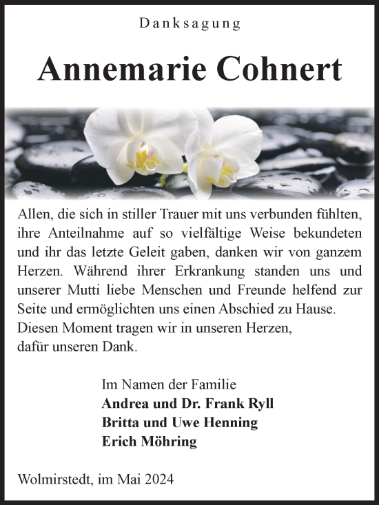 Traueranzeige von Annemarie Cohnert von Volksstimme Haldensleben/Wolmirstedt