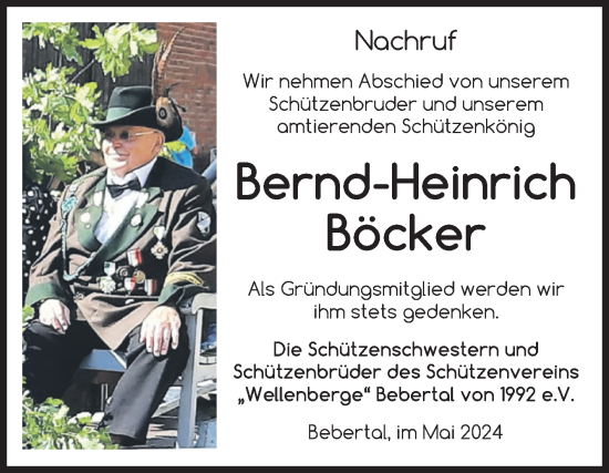 Traueranzeige von Bernd-Heinrich Böcker von Volksstimme Haldensleben/Wolmirstedt