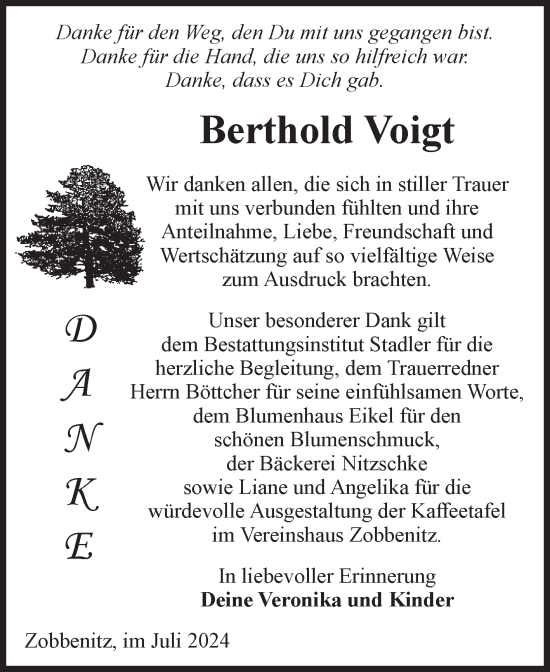 Traueranzeige von Berthold Voigt von Volksstimme Haldensleben/Wolmirstedt