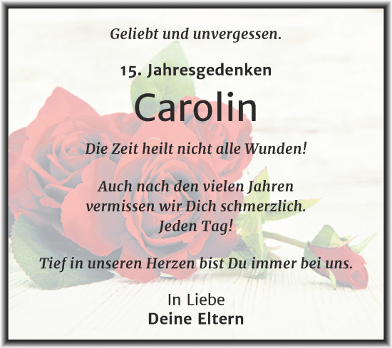 Traueranzeige von Carolin  von Trauerkombi Köthen
