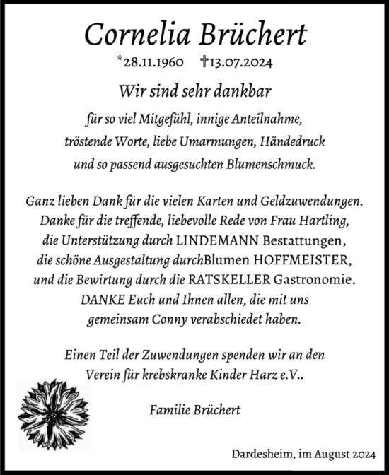 Traueranzeige von Cornelia Brüchert von Volksstimme Halberstadt