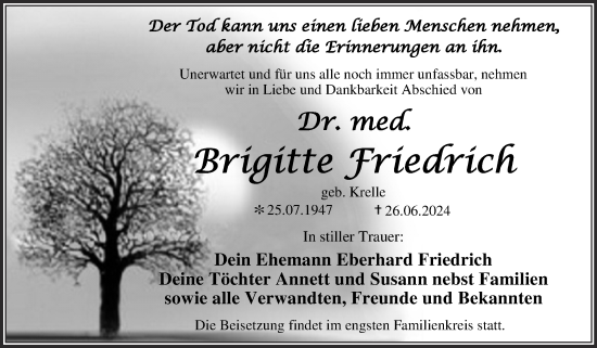 Traueranzeige von Dein Ehemann Eberhard Friedrich von Trauerkombi Dessau