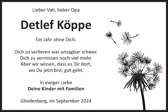 Traueranzeige von Detlef Köppe von Volksstimme Haldensleben/Wolmirstedt