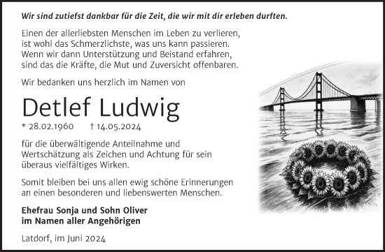 Traueranzeige von Detlef Ludwig von Trauerkombi Bernburg