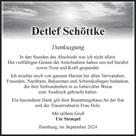 Traueranzeige von Detlef Schöttke von Volksstimme Wernigerode