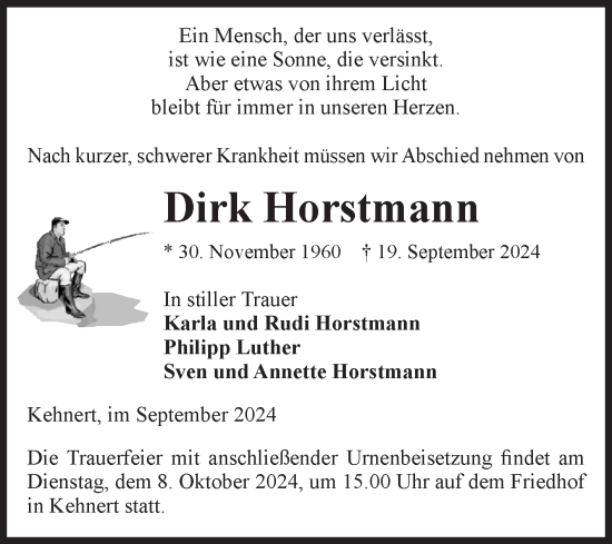 Traueranzeige von Dirk Horstmann von Volksstimme Altmark Ost