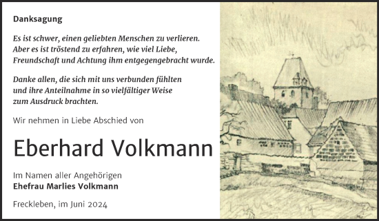 Traueranzeige von Eberhard Volkmann von Trauerkombi Aschersleben